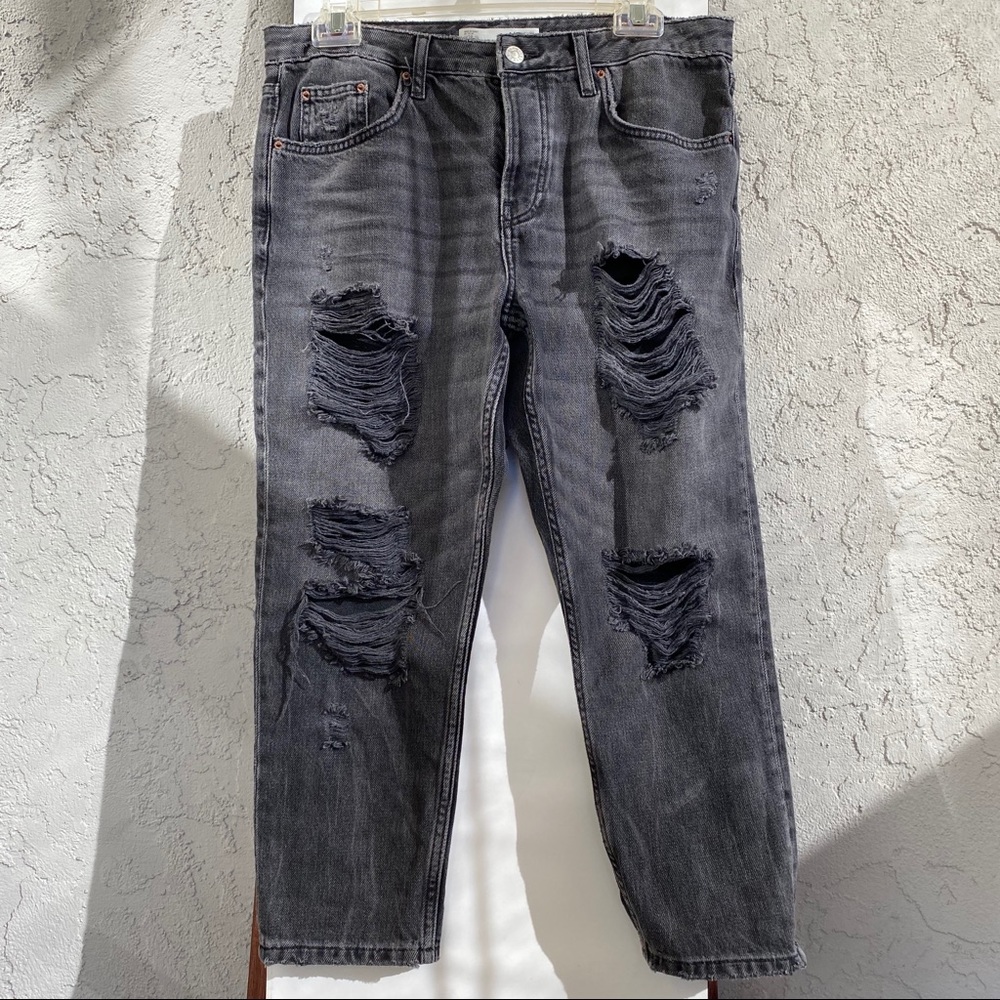 Topshop Black Distressed Jeans